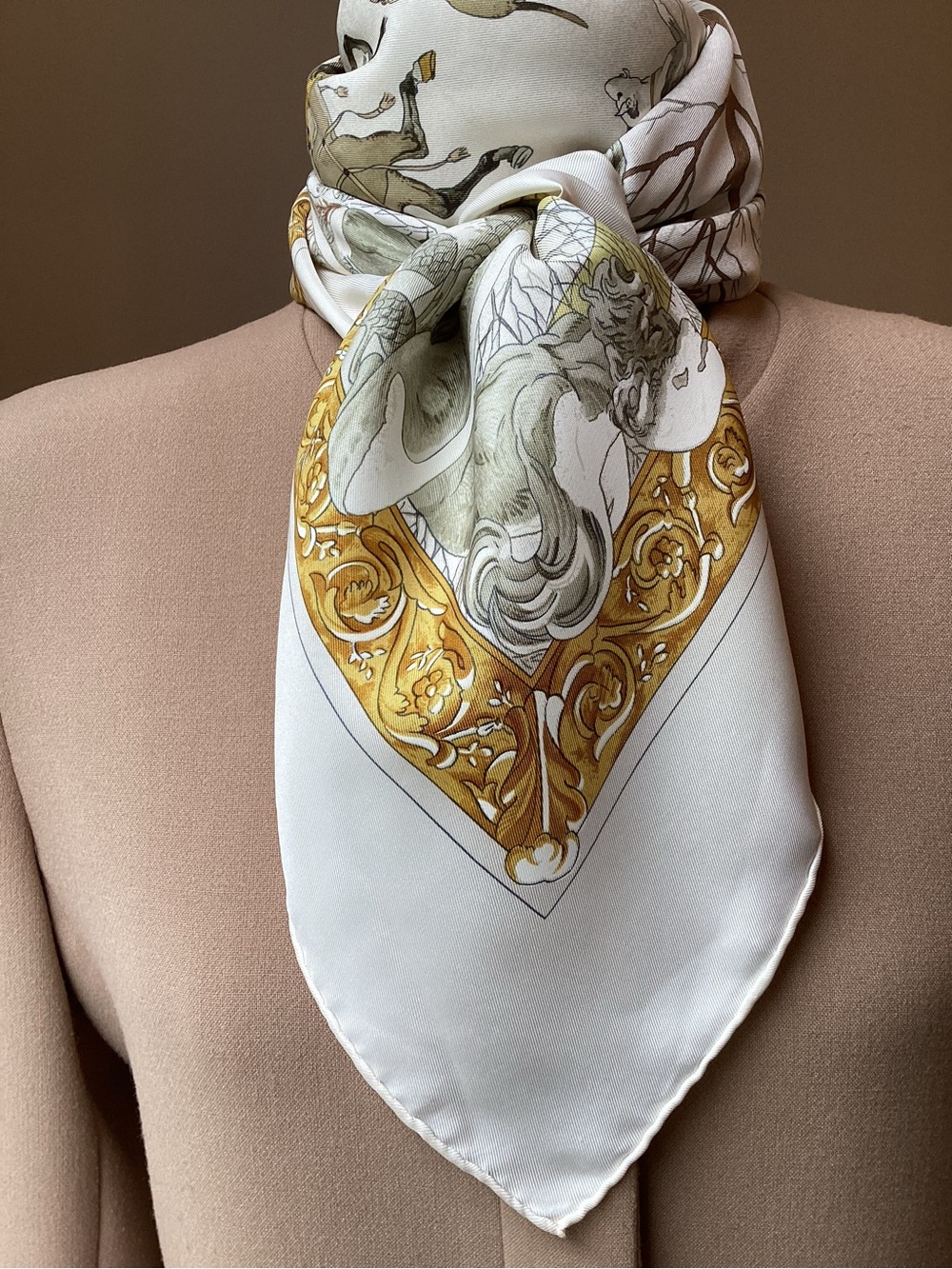Hermes L Hiver by Philippe Ledoux Silk Scarf
